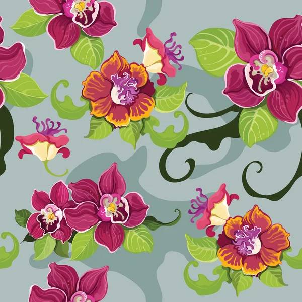 Seamless tropical flower pattern — Stockvector